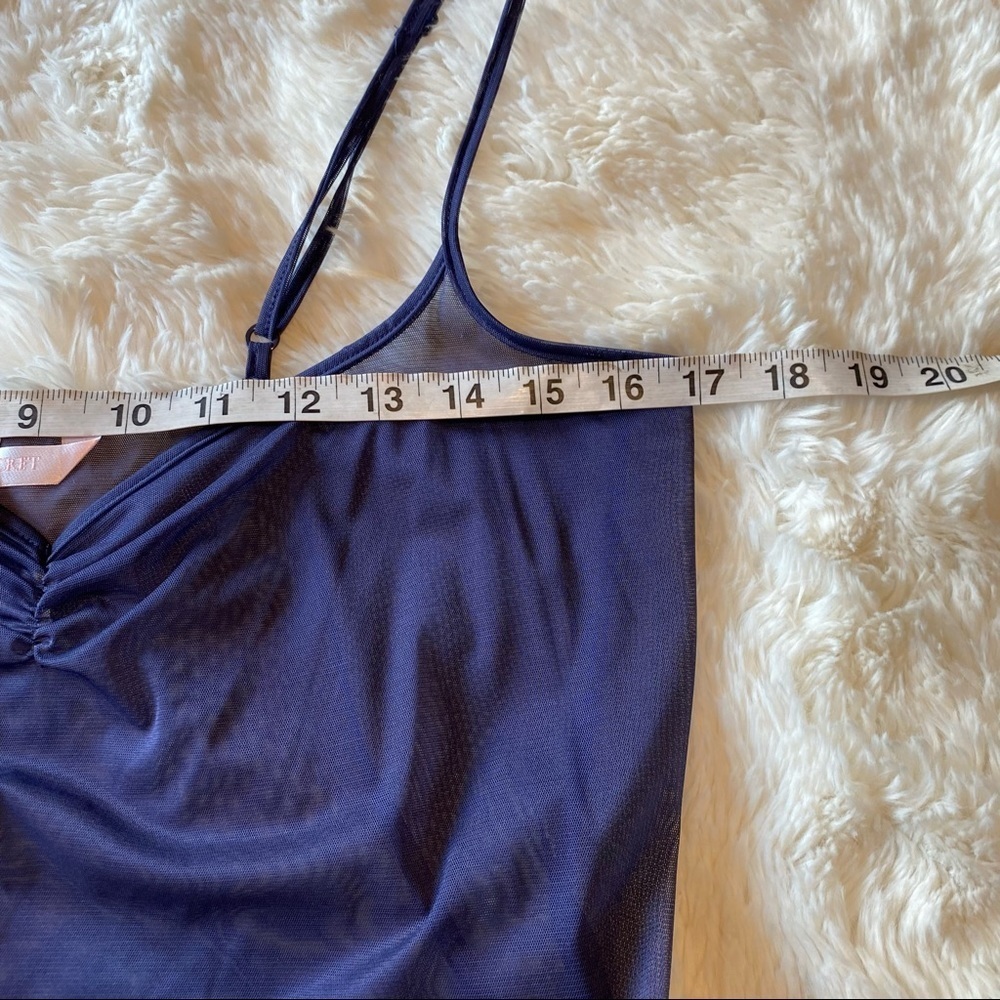 Victoria Secret Vintage Y2K Blue Cami Semi-Sheer Camisole Slip Lace Hem - Picture 7 of 10